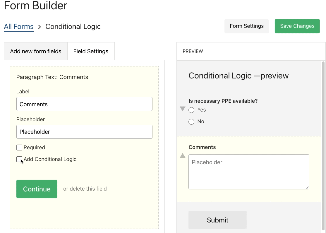 How do I use Conditional Logic in my forms?